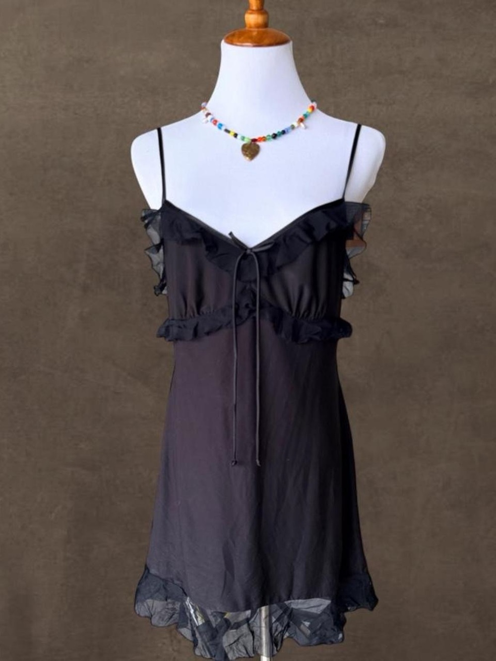Black mini slip dress